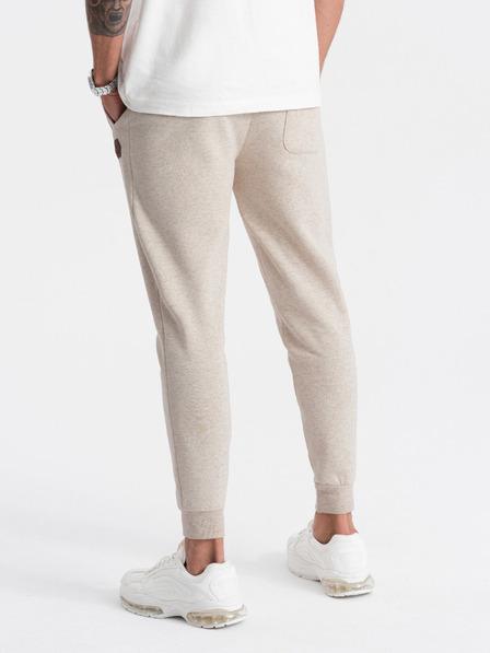 Ombre Clothing Béžové pánske tepláky Ombre Oblečenie