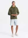Ombre Clothing Khaki pánska mikina s kapucňou Ombre Oblečenie
