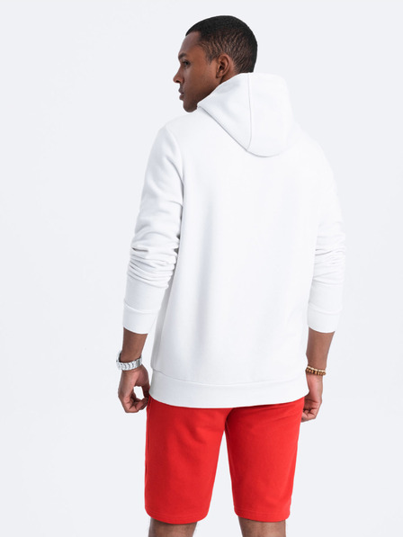 Ombre Clothing Biela pánska mikina s kapucňou Ombre Oblečenie