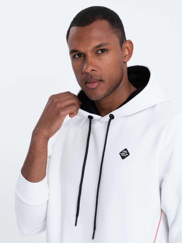 Ombre Clothing Biela pánska mikina s kapucňou Ombre Oblečenie