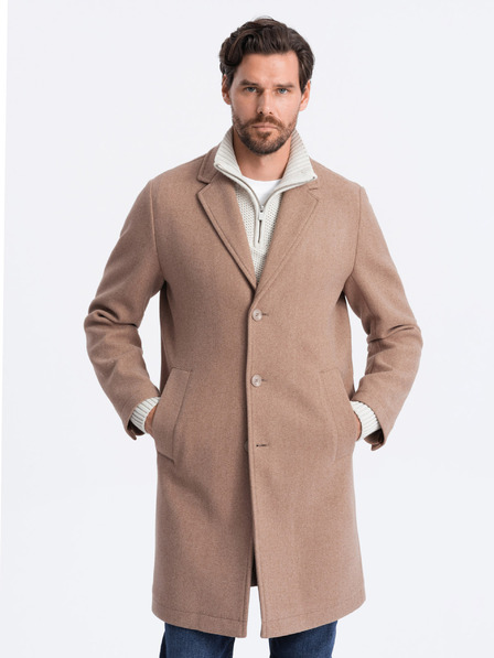 Ombre Clothing Svetlohnedý pánsky ľahký kabát Ombre Clothing