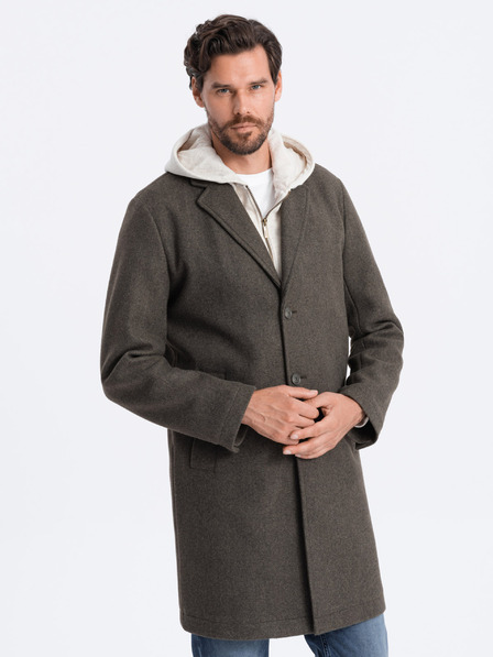 Ombre Clothing Tmavozelený pánsky ľahký kabát Ombre Oblečenie