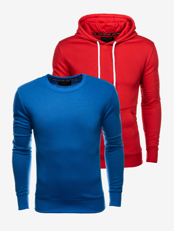 Ombre Clothing Súprava dvoch pánskych základných mikín v tmavomodrej farbe Ombre Clothing