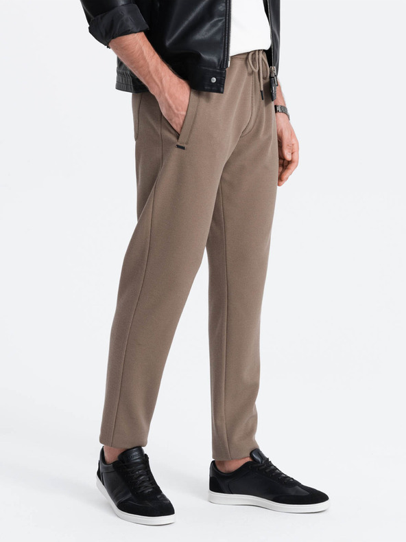 Ombre Clothing Hnedé pánske základné tepláky Ombre Clothing