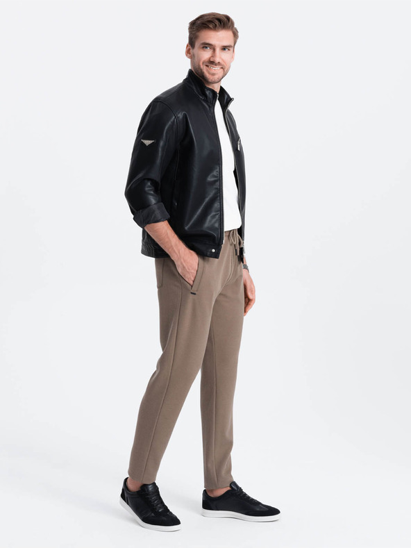 Ombre Clothing Hnedé pánske základné tepláky Ombre Clothing