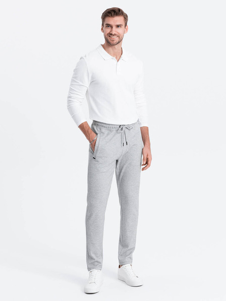 Ombre Clothing Svetlošedé pánske základné tepláky Ombre Oblečenie