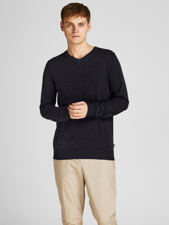 Jack & Jones Čierny základný sveter Jack & Jones Emil