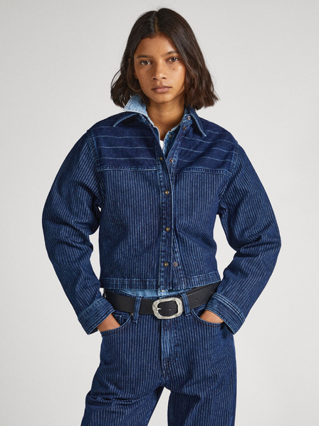 Pepe Jeans Pepe Jeans Mika Stripe Modrá dámska džínsová bunda