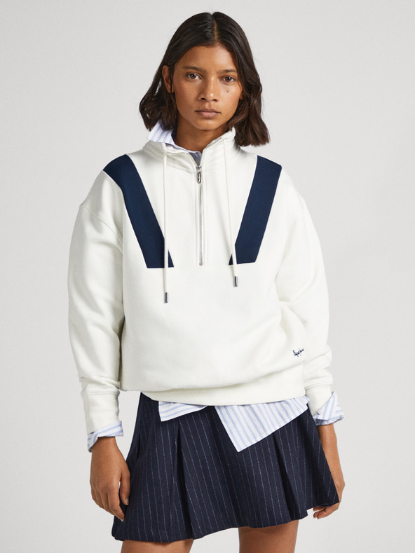 Pepe Jeans Biela dámska mikina na zips Pepe Jeans Celia