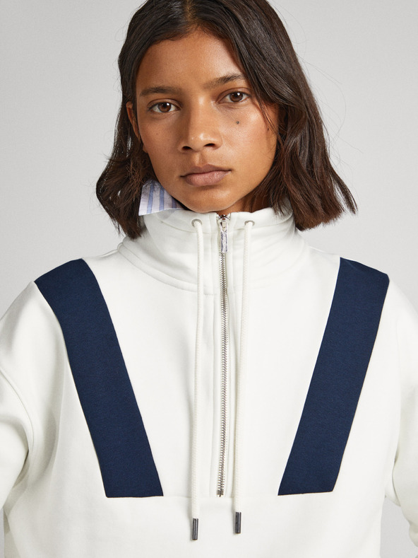 Pepe Jeans Biela dámska mikina na zips Pepe Jeans Celia