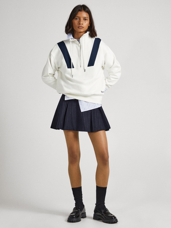 Pepe Jeans Biela dámska mikina na zips Pepe Jeans Celia