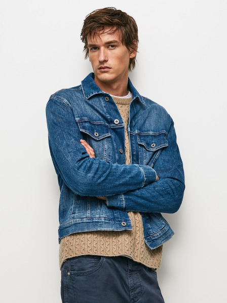 Pepe Jeans Modrá pánska džínsová bunda Pepe Jeans Pinner