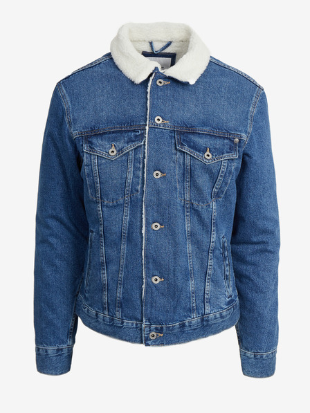 Pepe Jeans Modrá pánska džínsová bunda s umelou kožušinou Pepe Jeans Pinner DLX