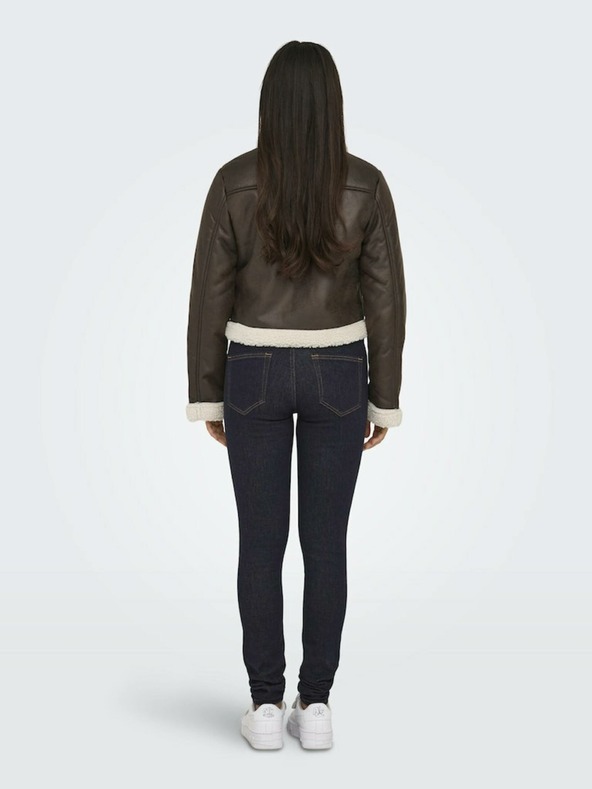 ONLY Tmavohnedá dámska bunda z umelej kožušiny ONLY Betty