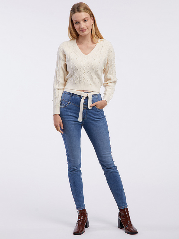 Orsay Krémový dámsky cropped sveter ORSAY