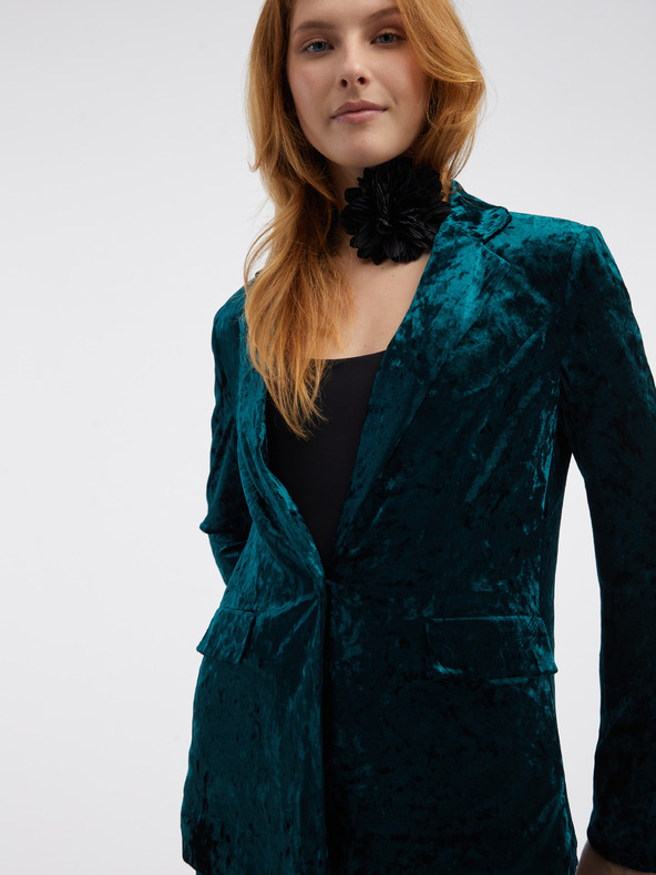 Orsay Zelené dámske zamatové sako ORSAY