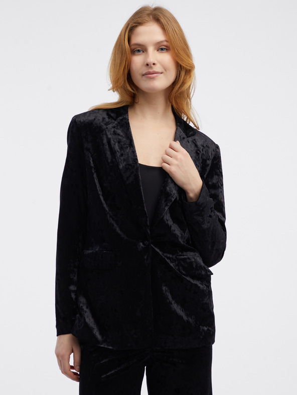 Orsay Čierne dámske zamatové sako ORSAY