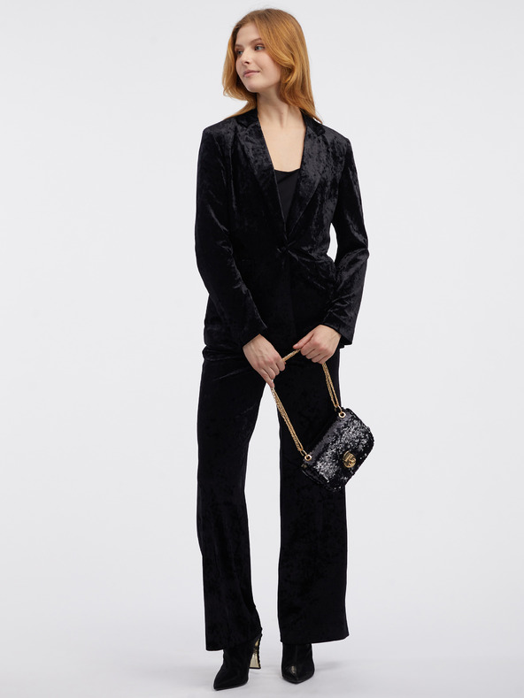 Orsay Čierne dámske zamatové sako ORSAY