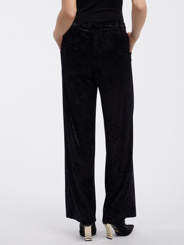 Orsay Čierne dámske zamatové nohavice ORSAY