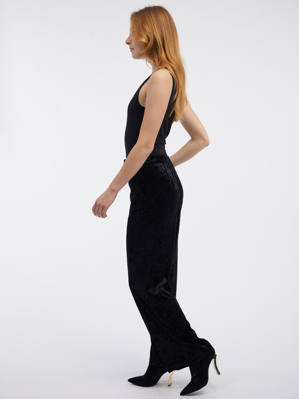 Orsay Čierne dámske zamatové nohavice ORSAY