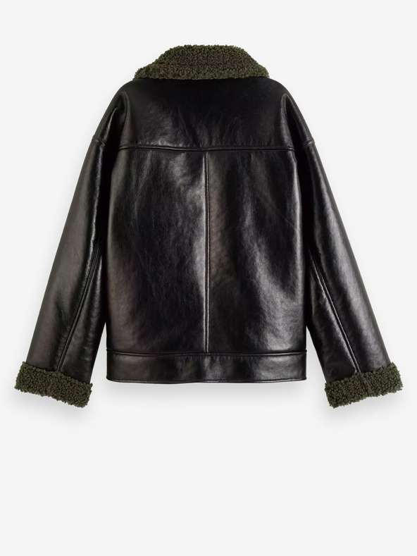 Scotch & Soda Čierny dámsky zimný kabát z umelej kožušiny Scotch & Soda