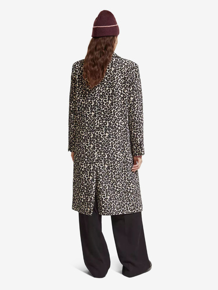 Scotch & Soda Hnedý dámsky zimný kabát Scotch & Soda s leopardím vzorom