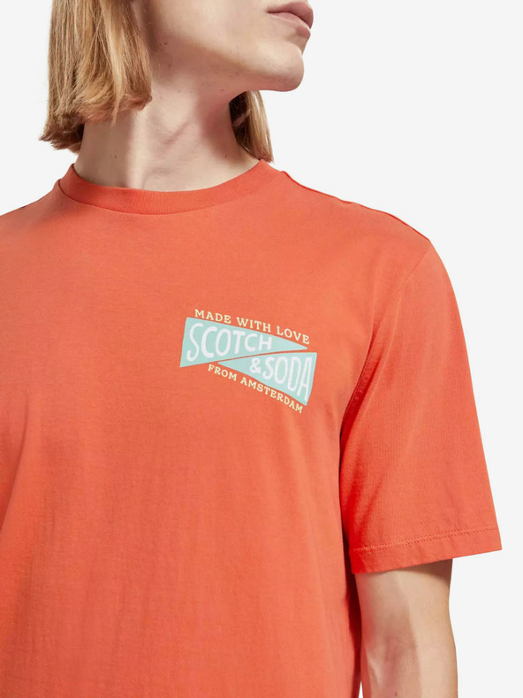 Scotch & Soda Oranžové pánske tričko Scotch & Soda