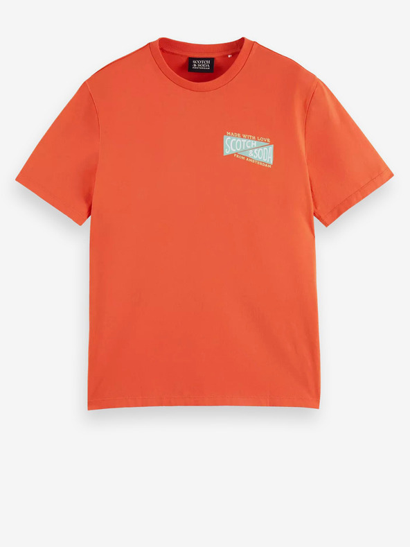 Scotch & Soda Oranžové pánske tričko Scotch & Soda