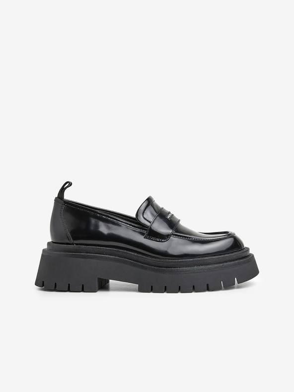 Pepe Jeans Čierne dámske lesklé mokasíny Pepe Jeans Queen Oxford