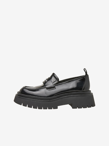 Pepe Jeans Čierne dámske lesklé mokasíny Pepe Jeans Queen Oxford