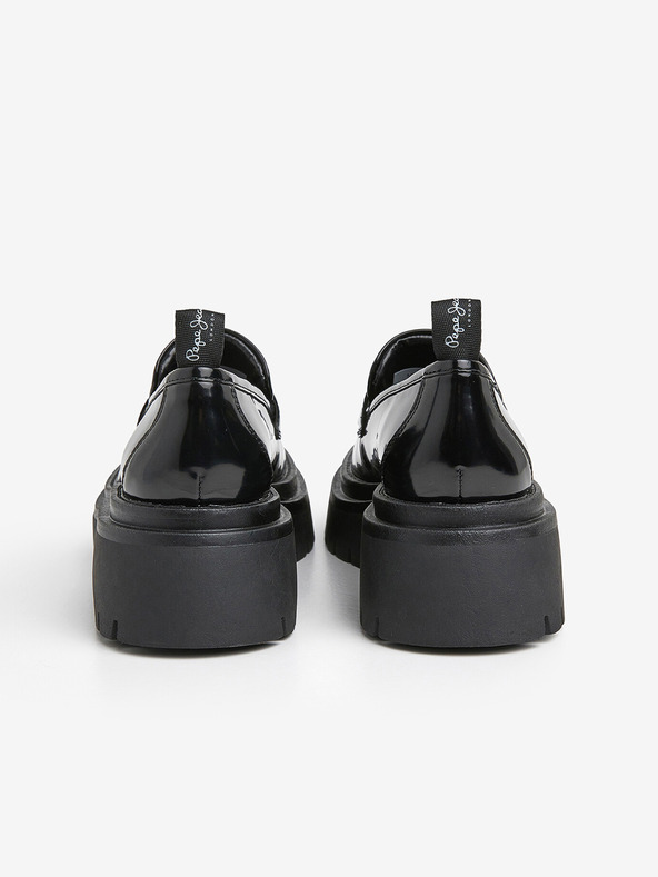 Pepe Jeans Čierne dámske lesklé mokasíny Pepe Jeans Queen Oxford