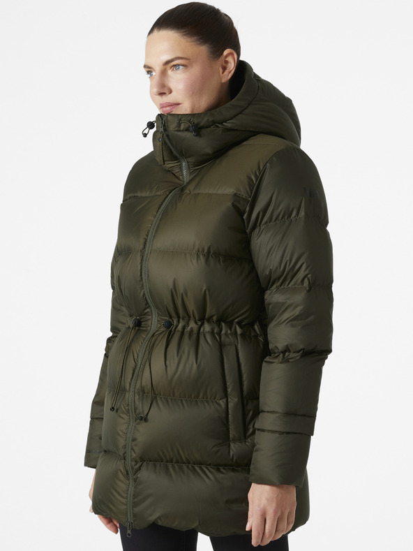Helly Hansen Khaki dámska zimná prešívaná páperová bunda HELLY HANSEN W ESSENCE DOWN PARKA