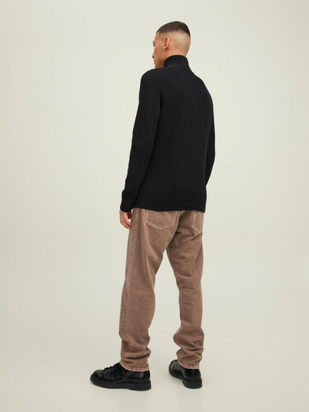 Jack & Jones Čierny pánsky rebrovaný sveter na zips Jack & Jones Perfect