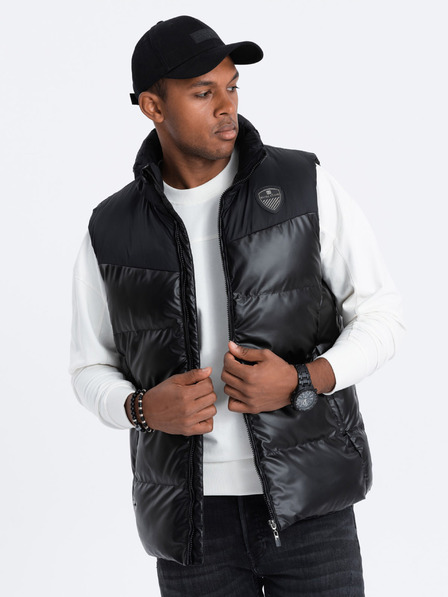 Ombre Clothing Čierna pánska prešívaná vesta Ombre Clothing