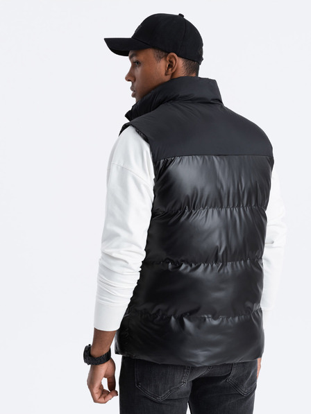 Ombre Clothing Čierna pánska prešívaná vesta Ombre Clothing