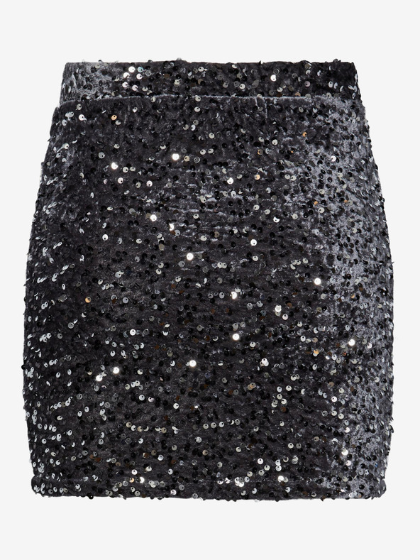 Pieces Čierna dámska sukňa s flitrami Pieces Kam