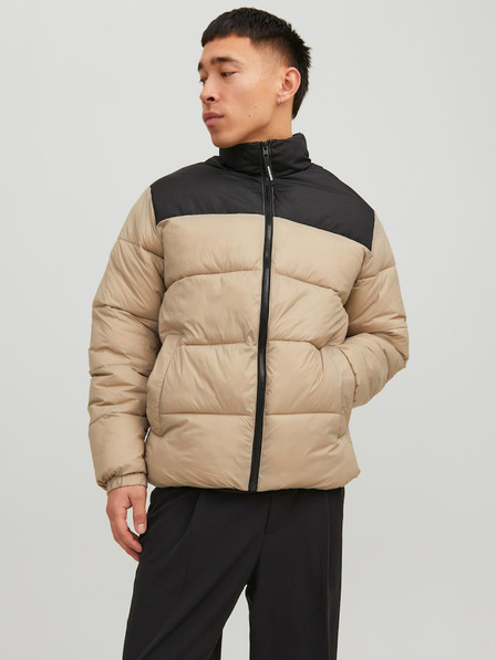 Jack & Jones Čierno-béžová pánska zimná prešívaná bunda Jack & Jones Etoby