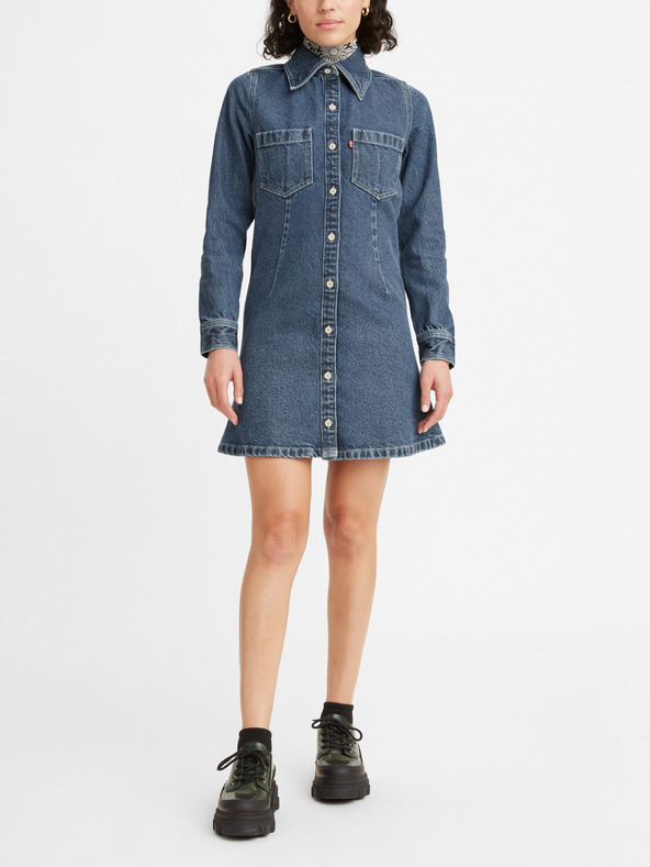 Levi's® Modré dámske džínsové košeľové šaty Levi's®