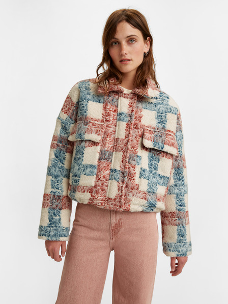 Levi's® Béžová dámska károvaná bunda Levi's® Sherpa