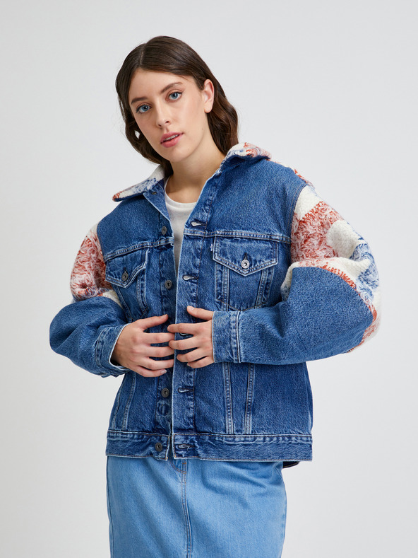 Levi's® Béžová a modrá dámska károvaná džínsová bunda Levi's® Wedge