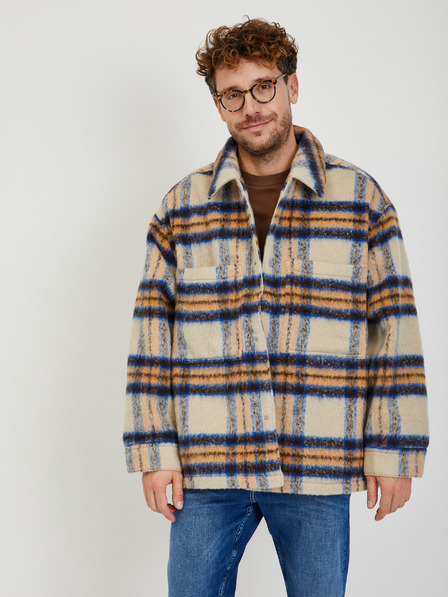 Levi's® Béžová pánska košeľová bunda Levi's® Portola v kockovanom strihu so zmesou vlny