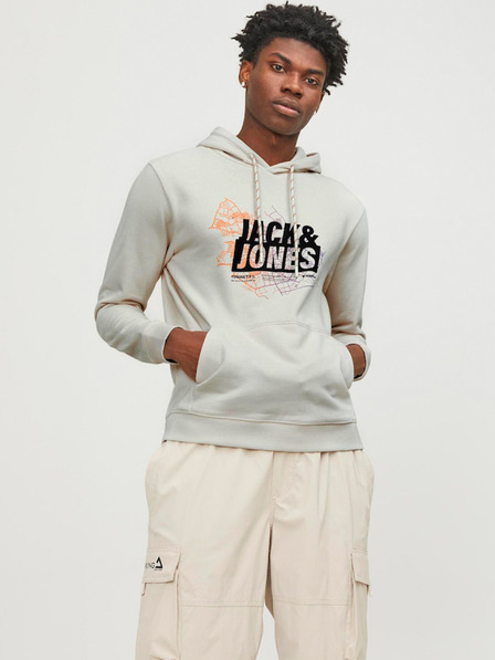 Jack & Jones Krémová pánska mikina s kapucňou Jack & Jones Map