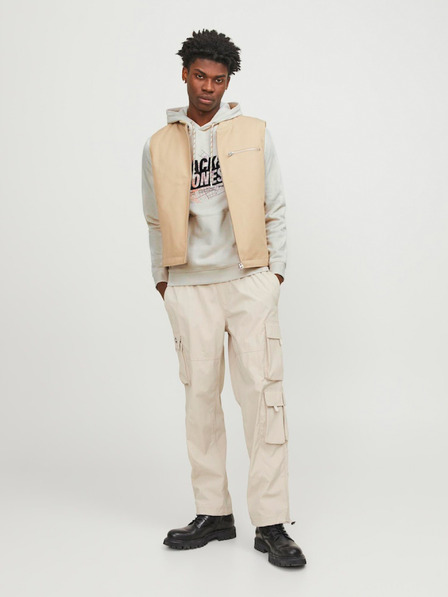 Jack & Jones Krémová pánska mikina s kapucňou Jack & Jones Map