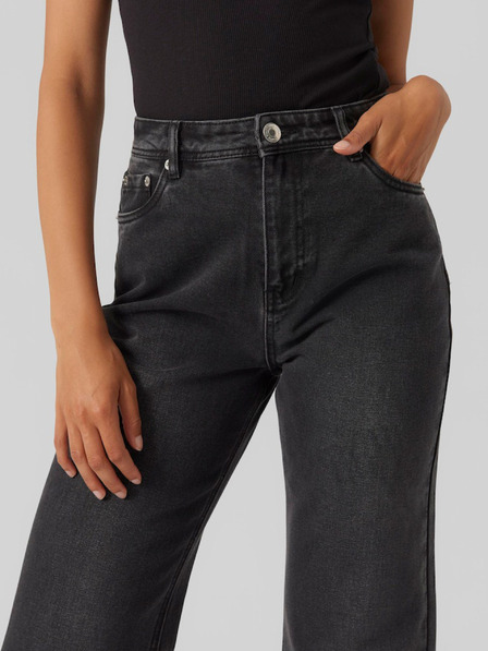 Vero Moda Čierne dámske džínsy so širokými nohavicami Vero Moda Rachel