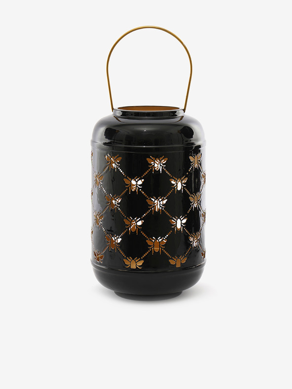 SIFCON Čierny kovový lampáš so včelami 31x19 SIFCON