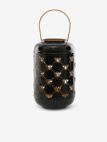 SIFCON Čierny kovový lampáš so včelami 31x19 SIFCON
