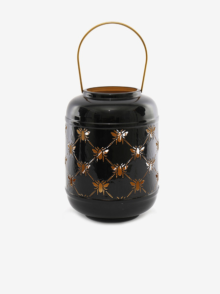 SIFCON Čierny kovový lampáš so včelami 24x14 SIFCON