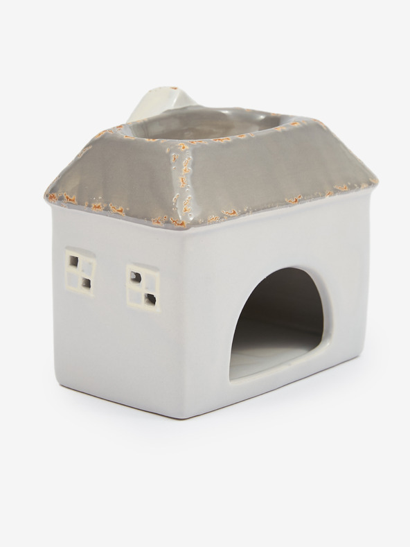 SIFCON Hnedosivá keramická aromalampa v tvare domčeka 13x12 SIFCON