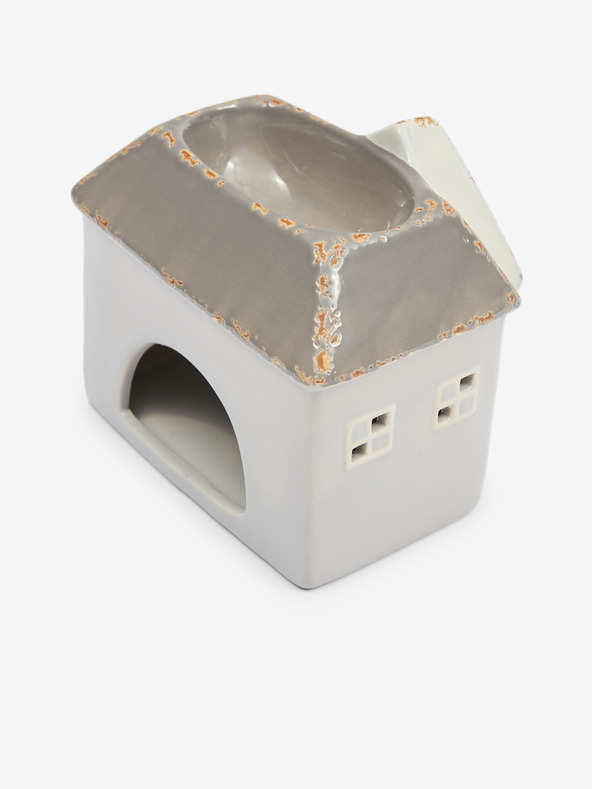 SIFCON Hnedosivá keramická aromalampa v tvare domčeka 13x12 SIFCON