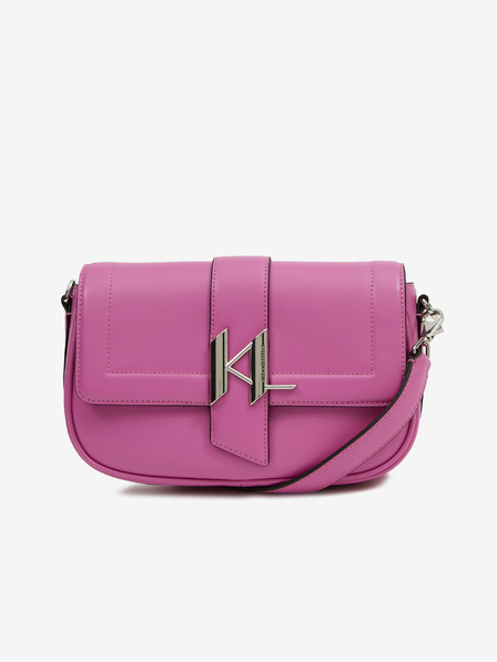 Karl Lagerfeld Tmavoružová dámska kožená crossbody kabelka KARL LAGERFELD Shooting Stars